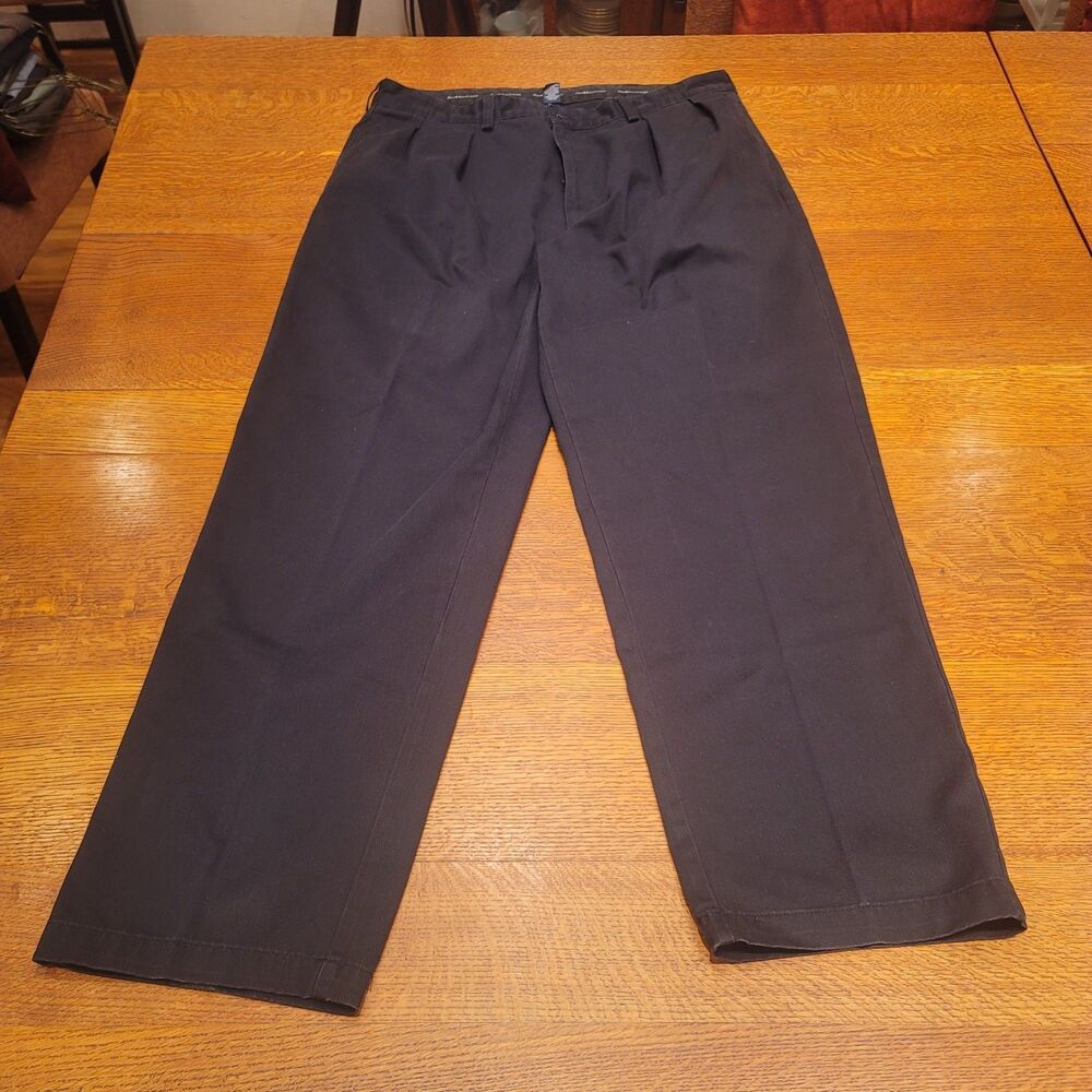 Polo Ralph Lauren Andrew Pants Mens Black Double Pleated 100% Cotton 40x32